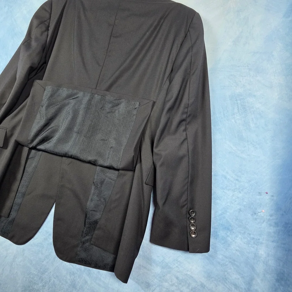 Gucci Mens Black 100% Wool 2 Button Blazer Sport Coat Jacket Size 54R Italy